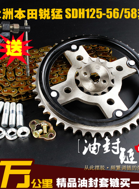 新大洲锐猛SDH125-56-58油封链条链盘套装CB125T提速大小飞齿链轮