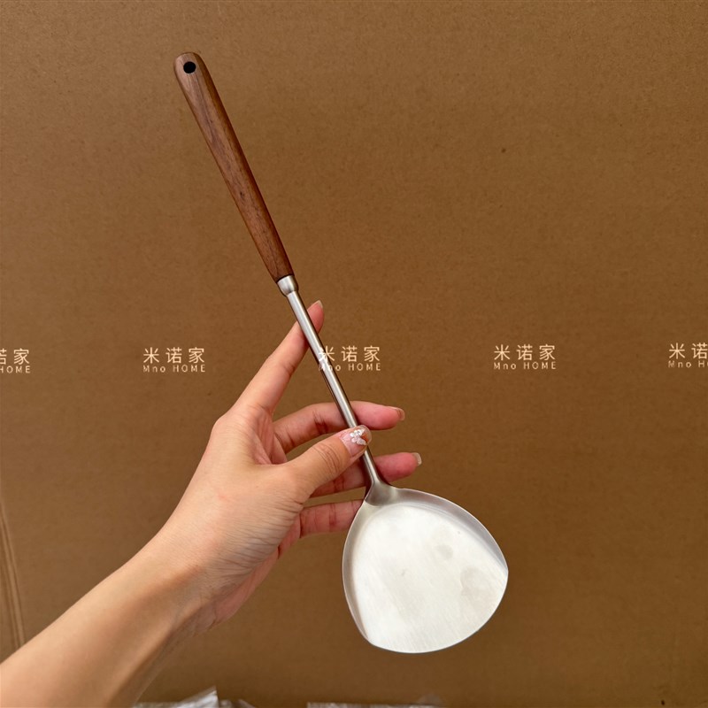 米诺家胡桃木304不锈钢小锅铲 炒菜勺汤勺铲子厨具不粘锅铲勺套装