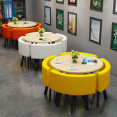 谈判桌洽谈桌椅组合接待桌小圆桌会客桌奶茶店甜品店一桌四椅组合