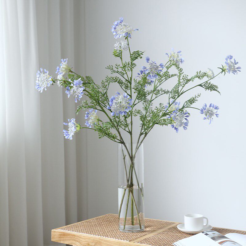 长枝蕾丝花仿真花假花塑料花现代客厅装饰插花摆件落地电视柜摆设