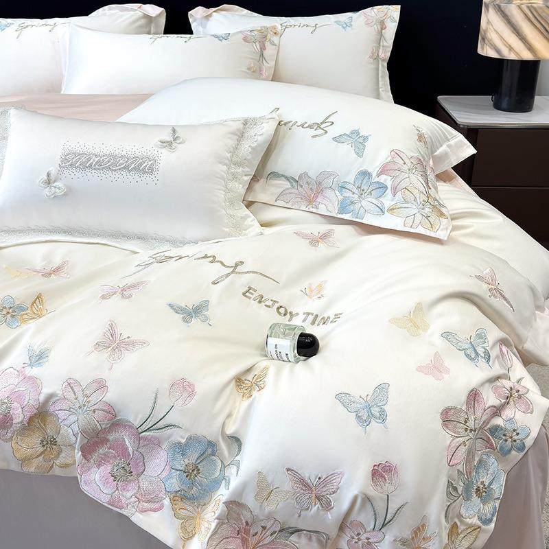 A类母婴级24240支长0长缎绒棉全棉四件套棉贡绣花被套床单亲肤床,床上用品,床品套件/四件套/多件套,淘宝优惠券,粉丝福利购,淘宝优惠卷