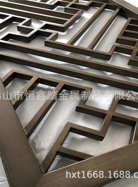 园不建锈钢子YMV镂空雕花屏风青古铜不锈钢管满焊花格隔断常做款