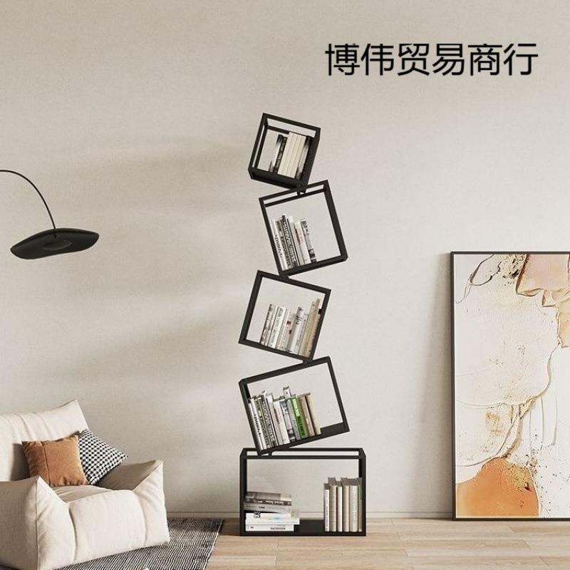 异约形网红创意代转角立式书架落地书824置物架简客厅现铁艺角落