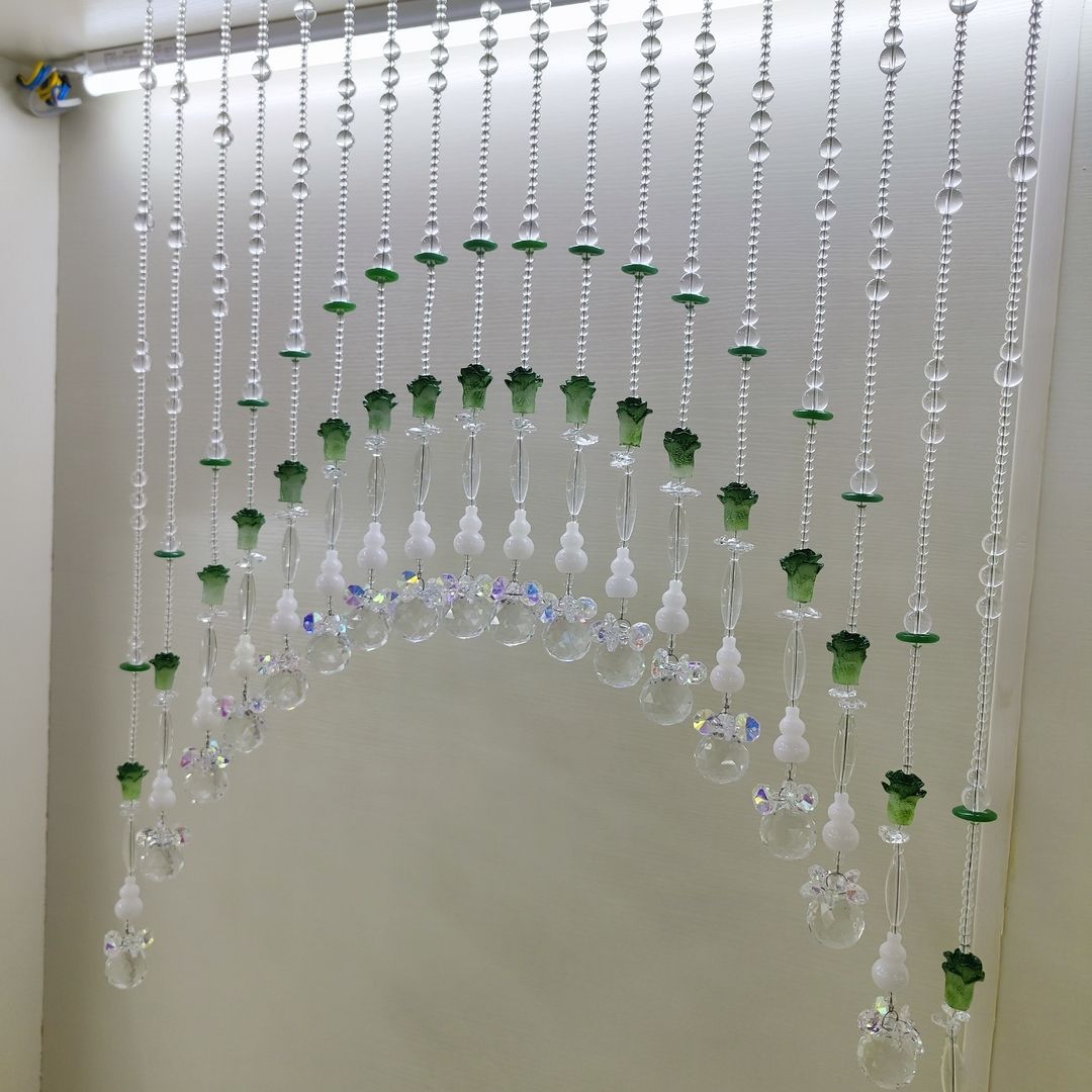 新款白色水晶珠帘卧室玄关门帘