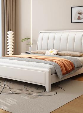 奶油风白色实木储床1.5米代简约家用现小型户卧室1GVX.8米双人物