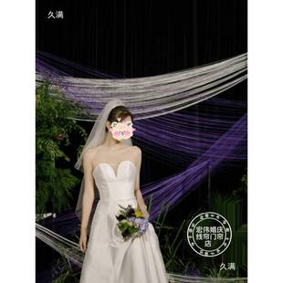 浅色流苏婚礼效小果图双帘头tlznloyj可尺寸加线密特密帘紫韩式众