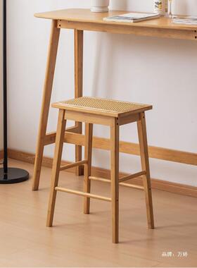 吧藤编高酒脚凳UDO家用高凳高板凳实厨房木凳高凳子餐凳吧椅岛台