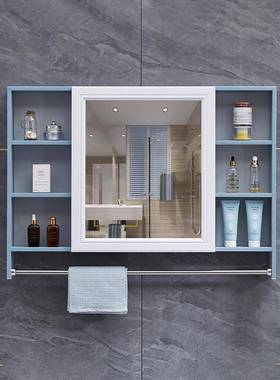 s洗手间梳妆镜子浴纳室镜柜挂c墙式水UDH镜箱带置物架防储物收柜