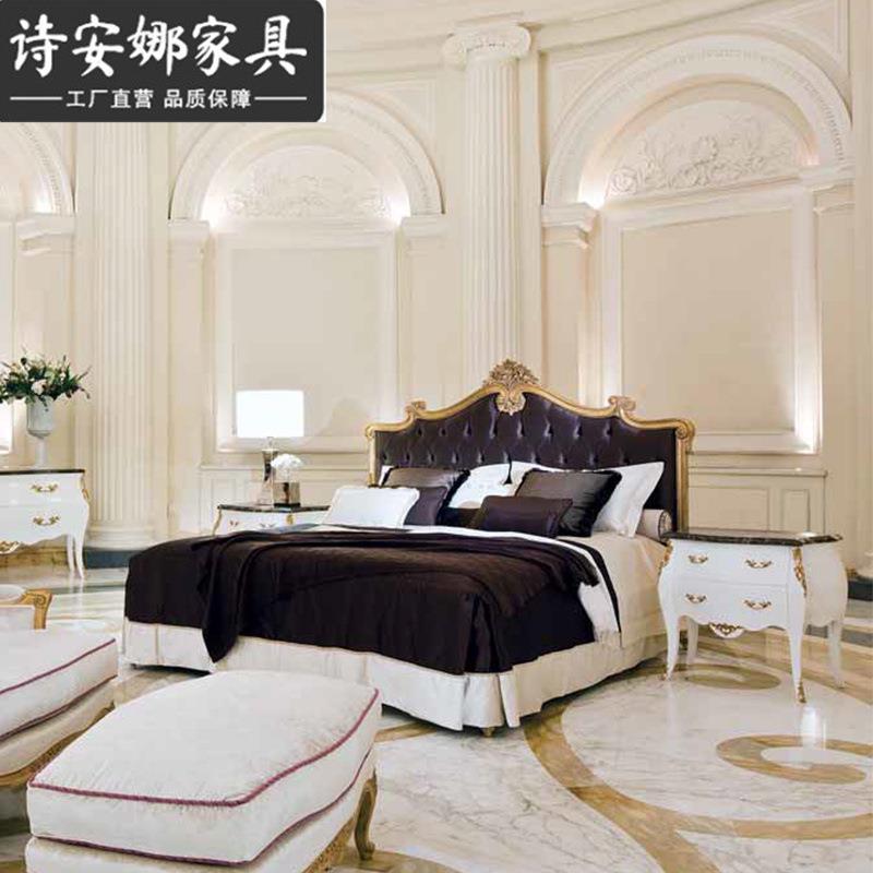欧式卧家具实雕花室公主木床奢VZP华.布艺18米主卧双人床