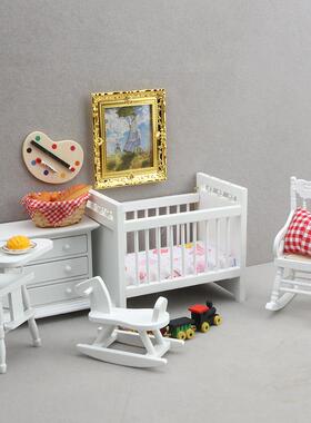 1:床12迷你娃娃屋家do154l型lho具use摆件12分模婴儿卧室5件套饭