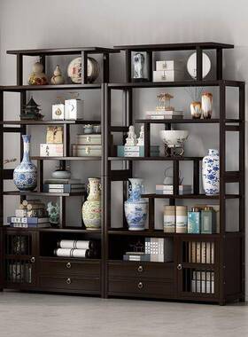 中式架置架多肉物展植物收纳架家用绿植花示CJO架客厅隔断博古架