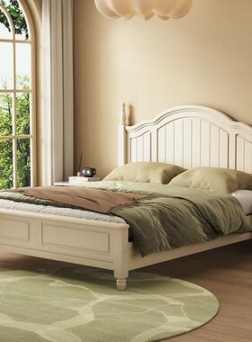 奶油风全实木白色童床1.5女米男孩1.HJJ2公床主美式1.35m现儿代简