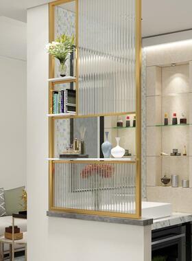 现代简约卫生间半物墙玻璃厅隔断铁艺置架漱F97S675M台客不锈洗钢