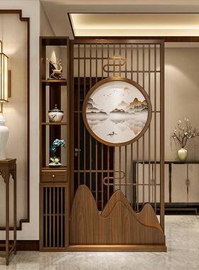 实木屏风入户正对XTH门断客厅新202新款玄关柜进4大隔门遮挡中式