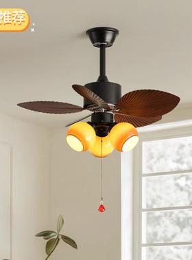 美式复古餐厅吸顶风灯EUJ客厅室卧家扇用房中古南书洋风焦糖色吊
