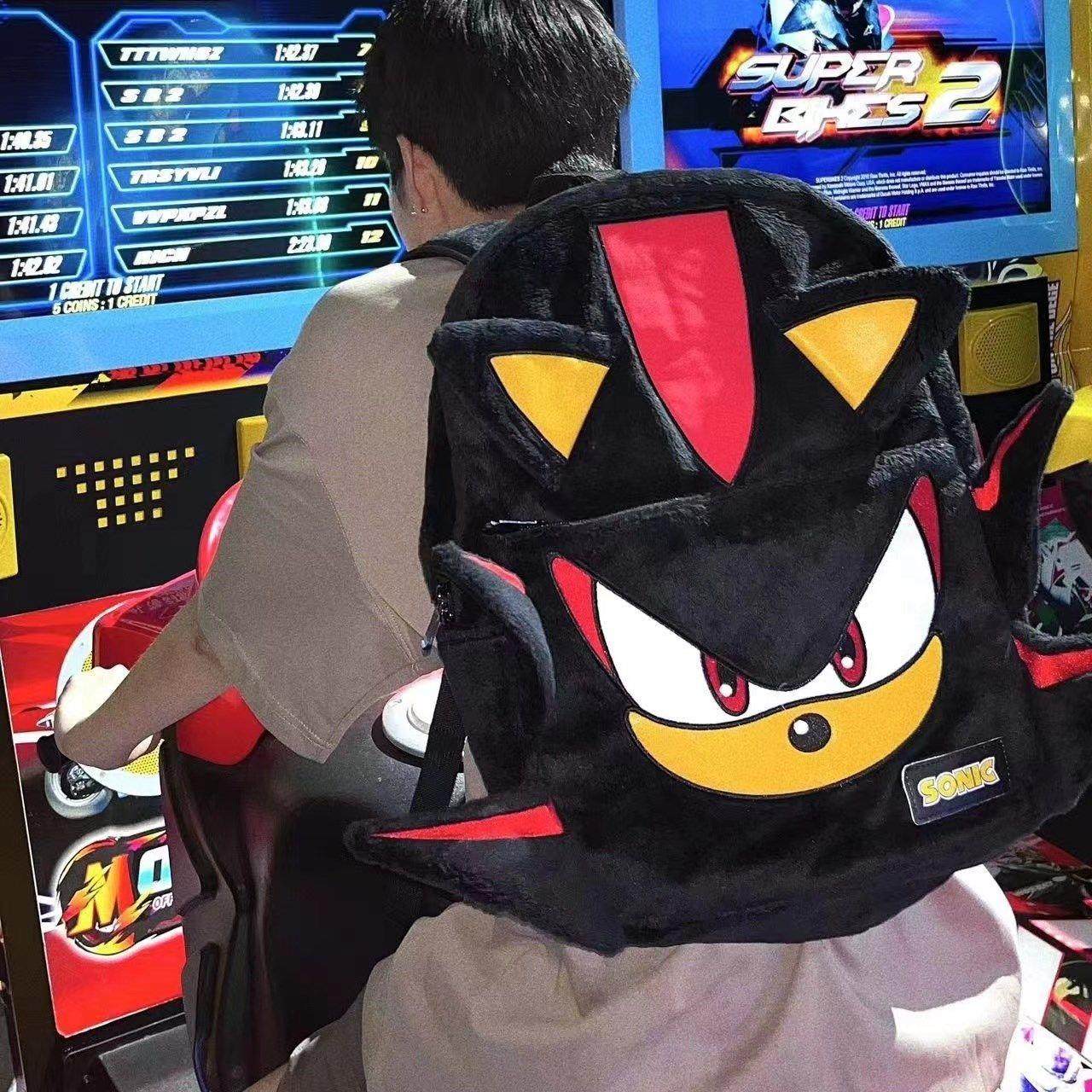 品质索尼克书包暗影黑色双肩包情侣学生旅行百搭红色背包女生