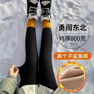 东北鲨鱼裤女外穿加绒加厚高个子加长保暖裤零下40度冬季芭比裤子