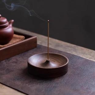黑胡桃木香插家用线香底座线香炉茶道禅意香插乌檀木檀香沉香香座