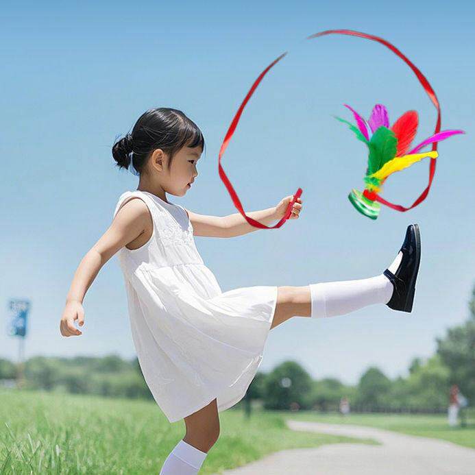 毽子儿童小学生专用带绳子的毽子鸡毛键子毽球一年级初学耐踢毽子