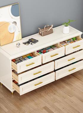美式木五六七斗柜卧电视柜现代简室约轻九SWG-028奢白色抽屉收实