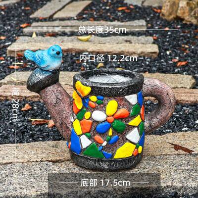 创意nsi风网红镁泥花盆款新彩小七鸟绿植盆家用239室外室内庭院装