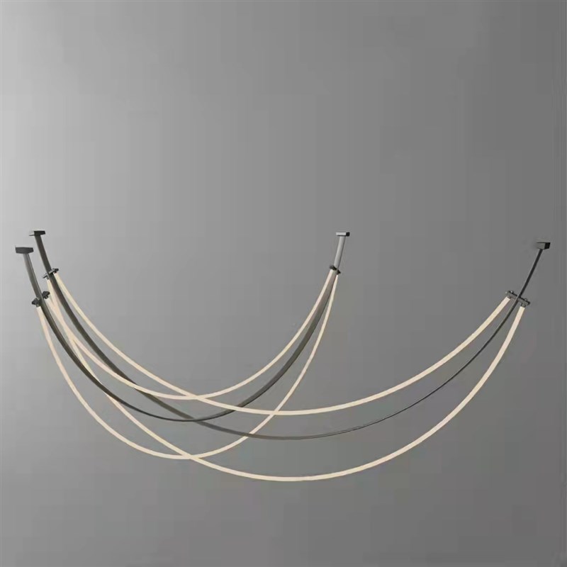 新款意大利客厅吊灯loft设计师弧形线条灯餐厅吧台样板间极简艺术