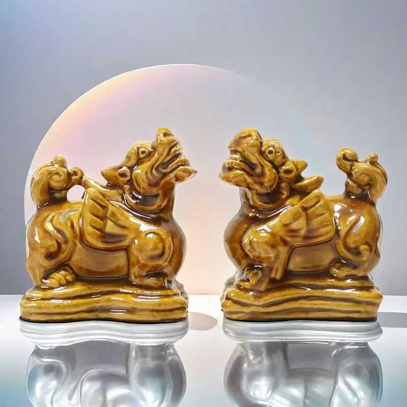 陶瓷貔貅摆件一对家居客厅电视柜酒柜装饰品办公室桌面工艺品摆设