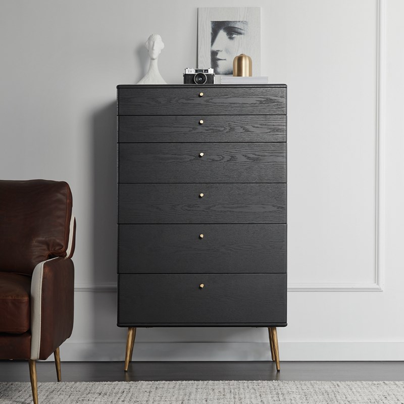 实木四斗五斗六斗柜组合大容量收纳柜金属腿小户型卧室储物柜边柜
