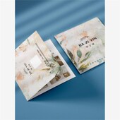 简约花店对折卡定制高档鲜花折叠贺卡订做印刷花店养护卡片留言卡