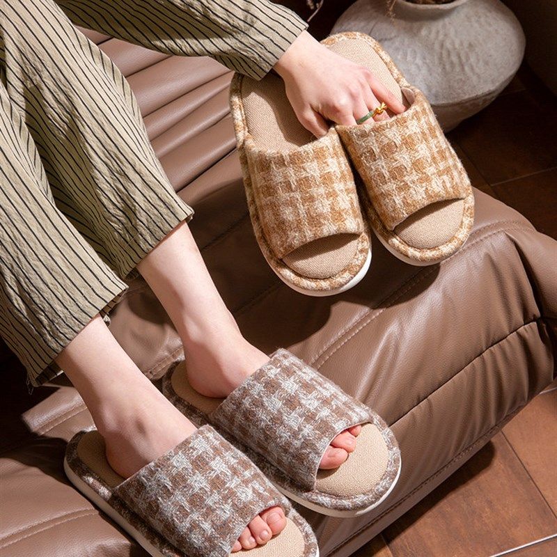 2025款春秋女拖鞋柔软舒适四季防滑包头布室内家居地板,居家布艺,居家亚麻拖鞋,淘宝优惠券,粉丝福利购,淘宝优惠卷