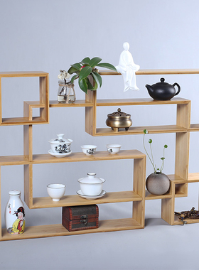 沁雨阁博古架实木多宝阁茶具茶壶文玩收纳整理展示架茶棚置物杯架