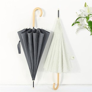 雨伞长柄直杆条纹简约纯色日系复古文艺森女小清新学生男女晴雨