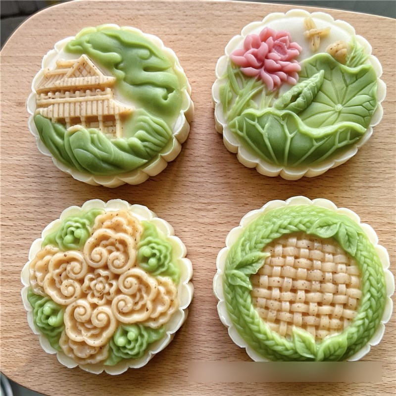 山峰庭院 月饼模具150g180g手压式大号糕点馒头牛油糯米糕蜡烛模