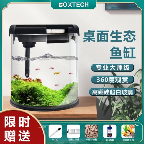 鱼缸客厅生态免换水金鱼缸小型迷你桌面懒人造景玻璃家用水族箱