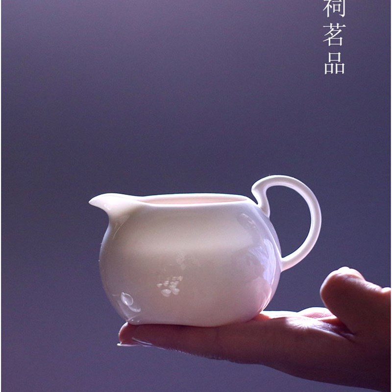 见山阁无欲潮州工夫茶正宗骨瓷超薄公道杯小号纯白陶瓷分茶器