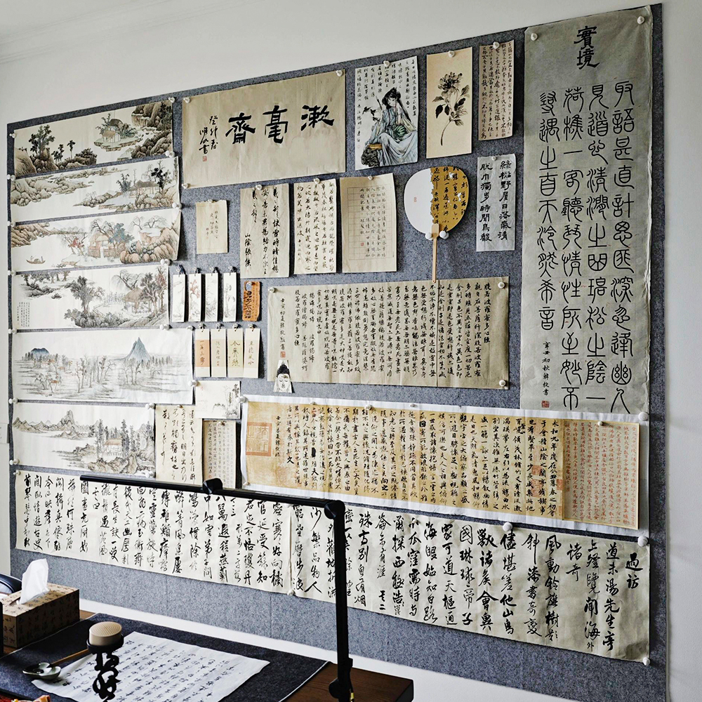 毛毡板墙贴自粘教室文化书法书画作品展示班级布置墙上装饰软木板