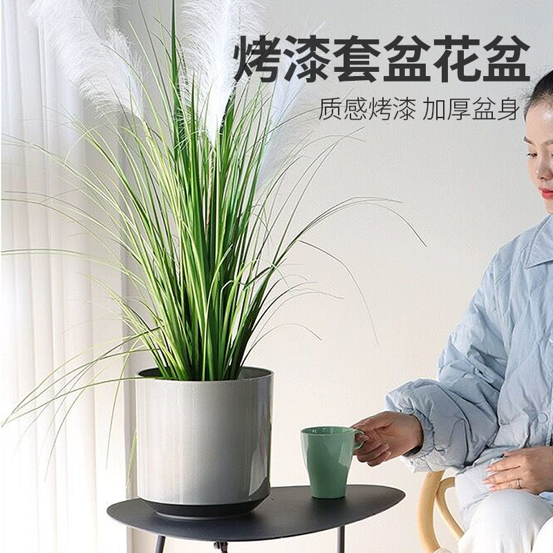 套盆花盆树脂塑料烤漆面室内桌面落地花盆无孔外壳水培盆外盆装饰