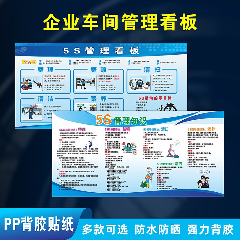 工厂生产车间5S6S7S8S9S10S现场管理看板安全质量广告宣传栏贴纸