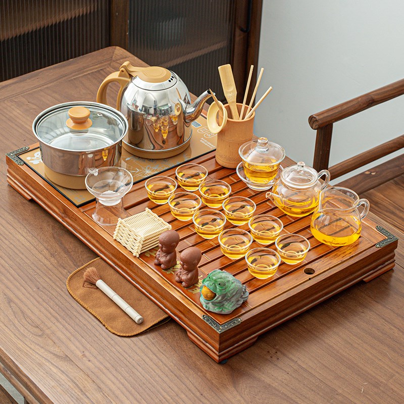 整套玻璃功夫茶具套装客厅家用茶盘全自动一体办公室泡茶茶台茶桌