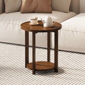 茶几小户型矮桌小圆桌实木沙发边几客厅家用圆形双层小桌子休闲桌
