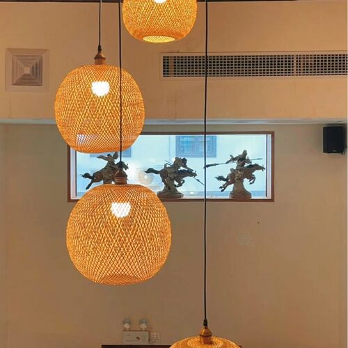 竹艺吊灯中式茶楼餐厅过道竹灯竹编吊灯田园创意个性仿古灯具灯饰