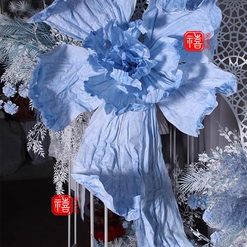 婚庆大型手工花成品纸花婚礼布置舞台背景装饰橱窗巨型褶皱纸花艺