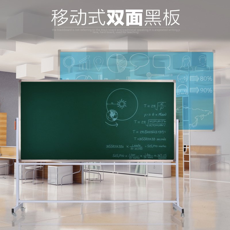 旺宇绿板100*200双面磁性移动白板支架式教学办公写字软木黑板