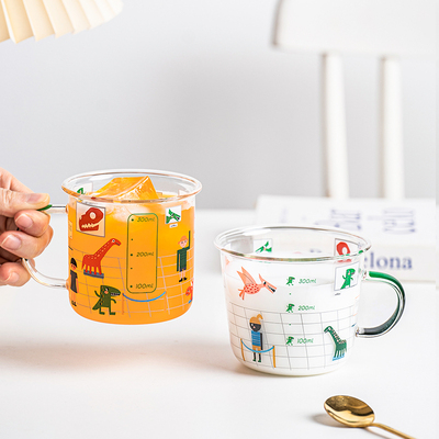 西比尔恐龙玻璃杯早餐碗耐高温带刻度家用牛奶杯卡通儿童杯咖啡杯