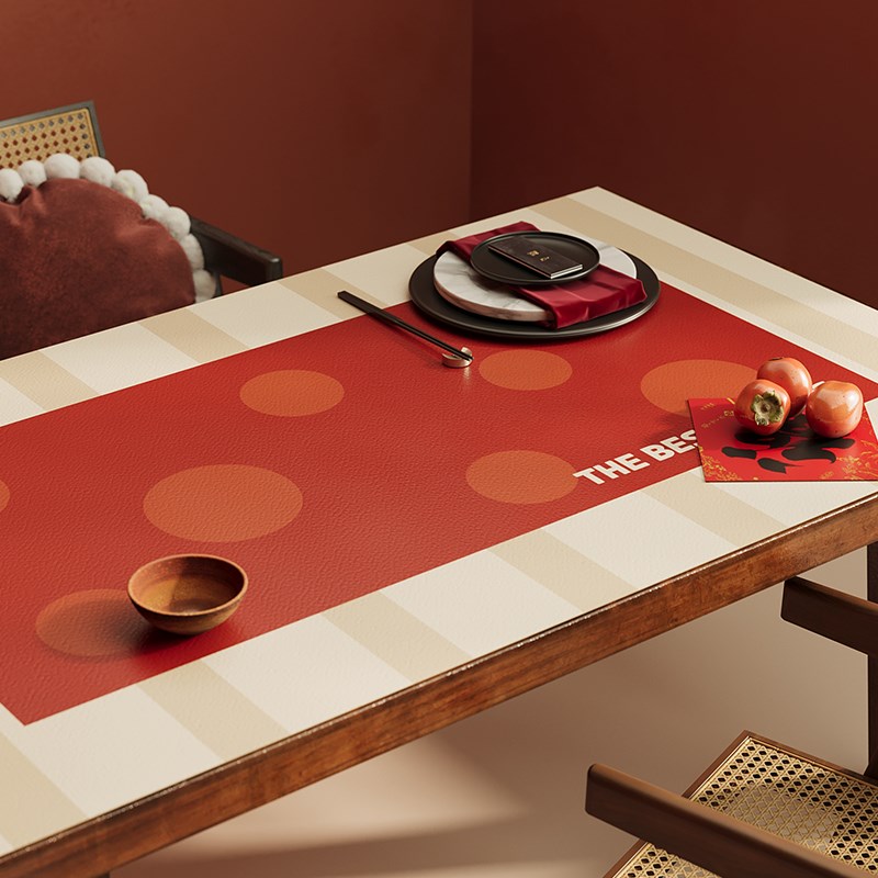 桌布PVC红色防水防油餐桌防烫隔热耐脏免洗桌垫茶几垫桌面保护垫