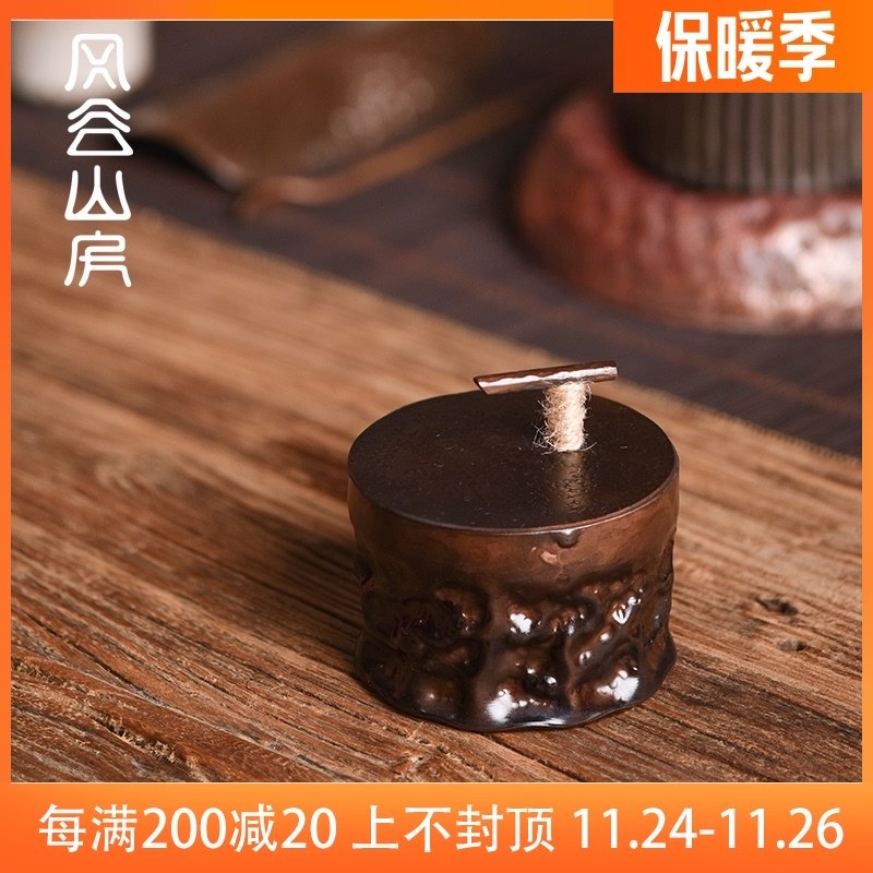 手工复古做旧烟灰缸家用办公室客厅个性带盖烟缸装饰品多功能烟盅