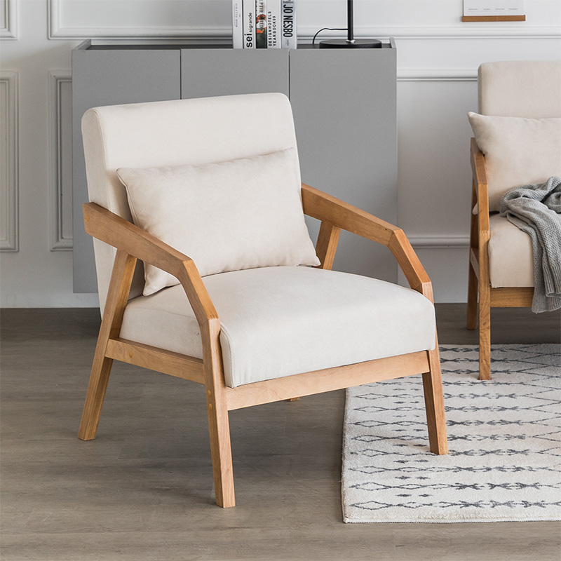 卧室实木懒人沙发阳台客厅单人沙发靠背椅家用接待会客办公休闲椅