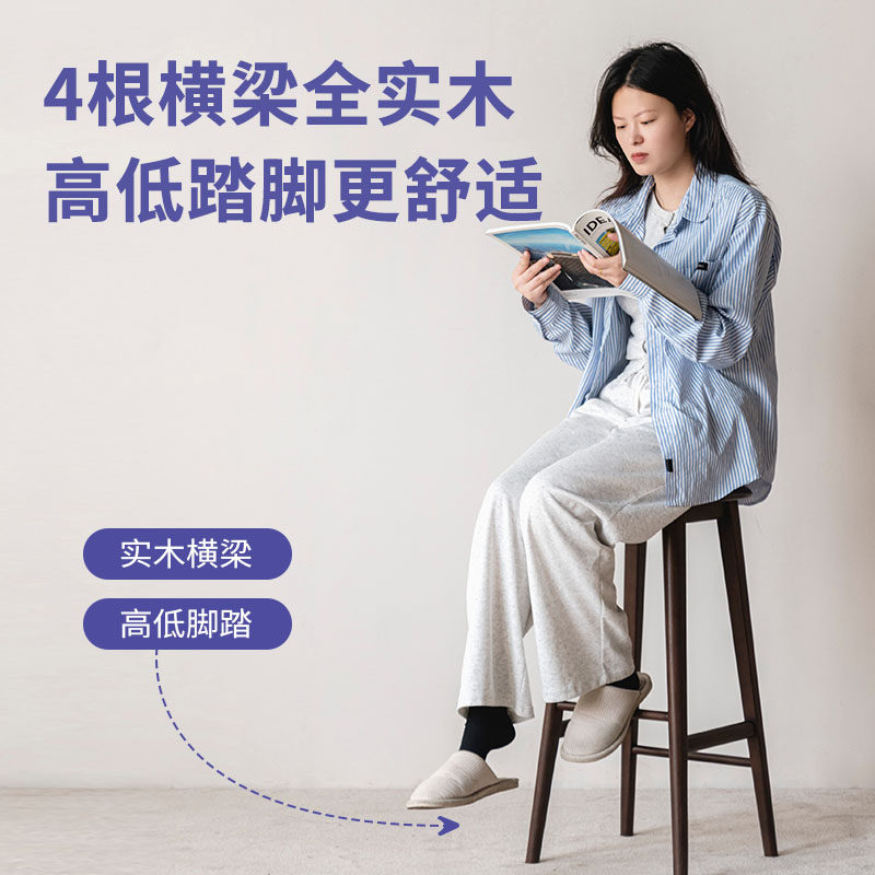 纯实木橡木吧凳高凳子吧台凳家用岛台高餐椅咖啡厅民宿酒店高脚凳