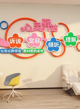 心理咨询室布置心灵驿站健康辅导室装饰品背景挂图画文化墙面贴纸