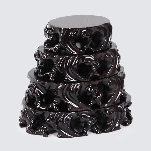 树林丰红木雕刻工艺品奇石底座实木根雕可挖槽椭圆形玉石木托底座